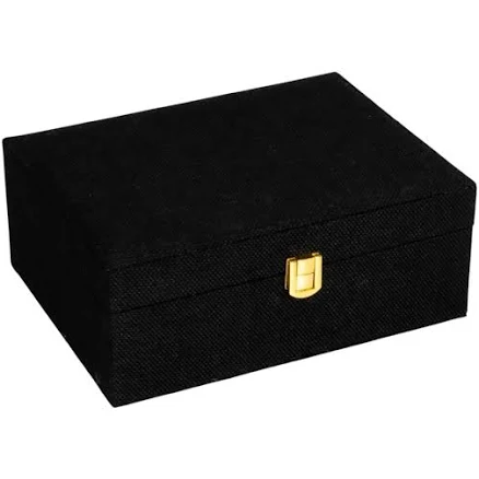 Household Essentials 2-Layer Fabric Jewelry Organizer Box with Clasp Closure