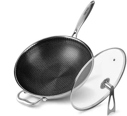 Aroma 12.5-Inch Non-Stick Stainless Steel Wok Pan