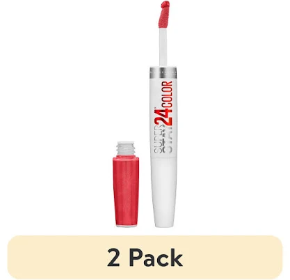 Maybelline (2 pack) SuperStay 24 2-Step Liquid Lipstick Long-Lasting Lip Color, Continuous Coral