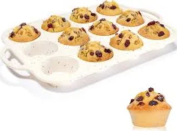 Silicone 12-Cup Muffin Pan with Metal Frame & Handles, Nonstick BPA-Free (Confetti)
