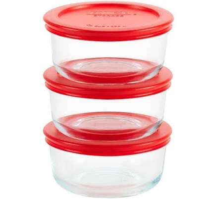 Pyrex Simply Store 6-Piece 2-Cup Glass Storage Container Set with Lids