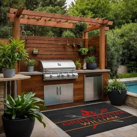 Custom Grill Master BBQ Mat - Personalized Father's Day Gift