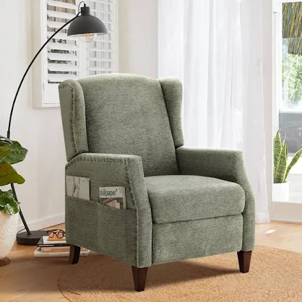 Kars Nail-head Upholstered Push Back Recliner With Storage Pocket Gracie Oaks Body Fabric