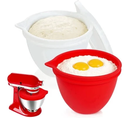 Silicone Liners Compatible with KitchenAid 4.5-5 Quart Tilt-Head mixer Bowl,2 Liners with Lids