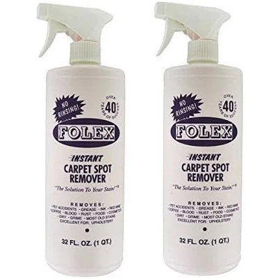 Folex Instant Carpet Spot Remover Spray - Odor-Free, Non-Toxic - 2 Pack, 32oz Each, Gold