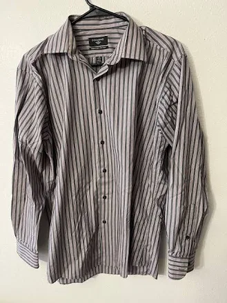 Men's Dockers Wrinkle Free Long Sleeve Dress Shirt Blue Stripe M