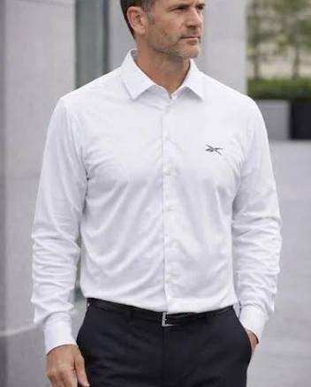 Reebok Slim Fit Dress Shirt Men’s Large White Stretch Performance