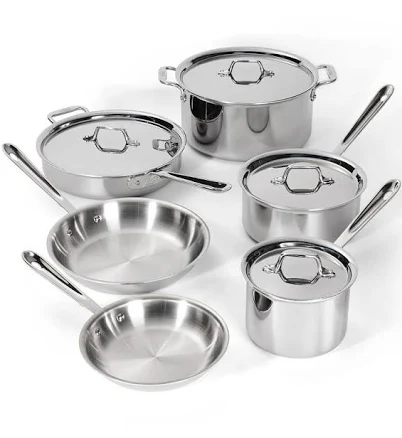 All-Clad Tri-Ply 10-Piece Stainless Steel Cookware Set