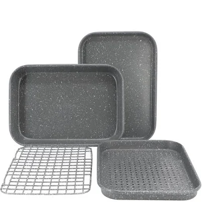 Oster 4 Piece Nonstick Sturdy Carbon Steel Toaster Oven Bakeware Set