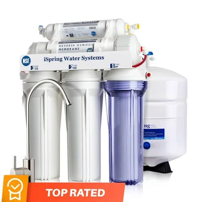 ISPRING RCC7 5-Stage Under Sink Reverse Osmosis Drinking Water Filtration System