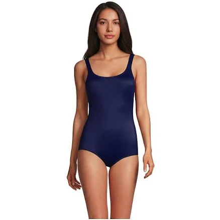 Lands' End Women's DD-Cup Tummy Control Chlorine Resistant Soft Cup Tugless One Piece Swimsuit