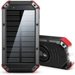 30000mAh Waterproof Solar Charger & Solar Power Bank- 18 W Wireless Phone Charger - 6 Outputs & Type-C Input & Output