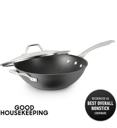 Calphalon Signature Nonstick 12" Flat-Bottom Wok with Cover