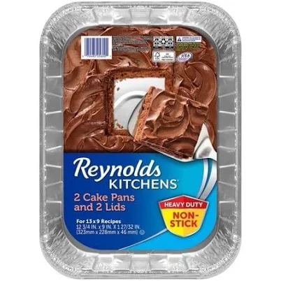 4 pack Reynolds Kitchens Non-Stick Disposable Aluminum Baking Pans with Lids, Blue, 13 x 9 in.