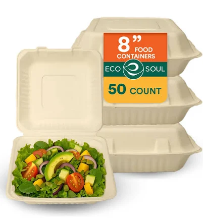 Compostable Clamshell Take Out Food Containers with Lids