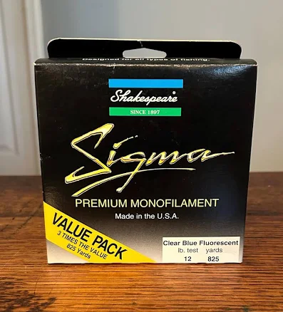 825 Yards of Shakespeare Sigma Premium Monofilament 12 LB Test Clear Blue Fluorescent Fishing Line / 12 Pound Shakespear