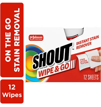 Shout Wipe Go Instant Stain Remover Wipes