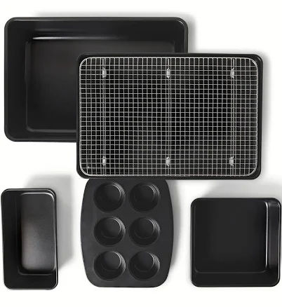 Amazon Basics Nonstick Bakeware 6-Piece Set, Stackable, Dishwasher and Oven-Safe