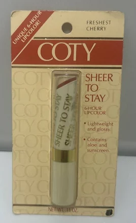 Vtg Coty Sheer To Stay 6 Hour Lip Color Lipstick - Freshest Cherry