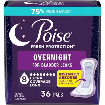 Poise Fresh Protection Overnight Extra Coverage Pads