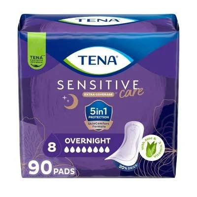 TENA Women's Sensitive Care Extra Coverage Overnight Incontinence Pads