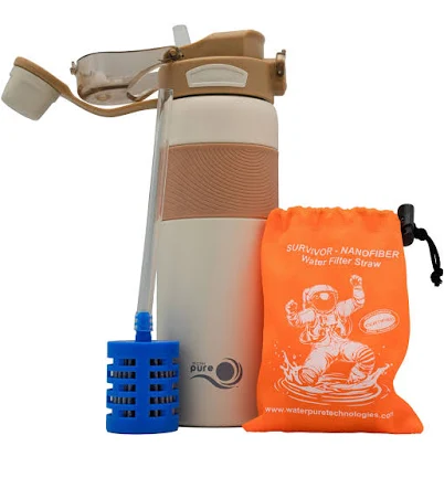 Filtered Water Bottle with Nanofiber Fast Flow Filter Media
