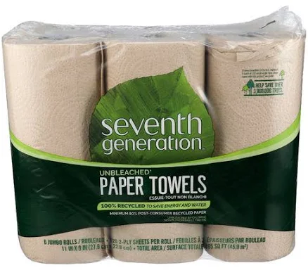 Seventh Generation Natural Unbleached 100% Recycled Paper Towels
