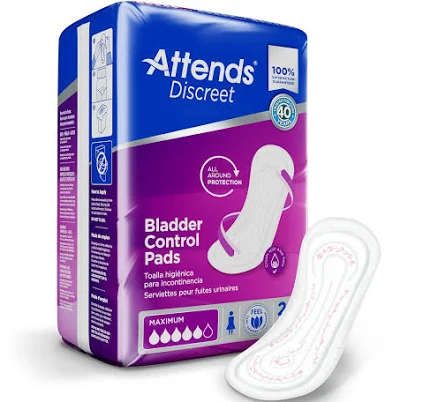 Attends Discreet Bladder Control Pad Moderate Absorbency Female Disposable Case of 200