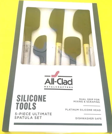 Nib) All Clad5 Piece Silicone Tools Utensils Scraper Spoonula &