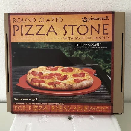 Pizzacraft NEW 14.5" Round Glazed Pizza Grilling Stone with Handles
