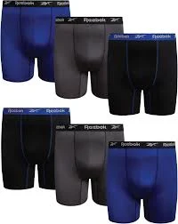 Reebok Mens Boxer Briefs - 6 Pack Big & Tall 7" Inseam Moisture Wicking Performance Mens Underwear Boxers with Contour P