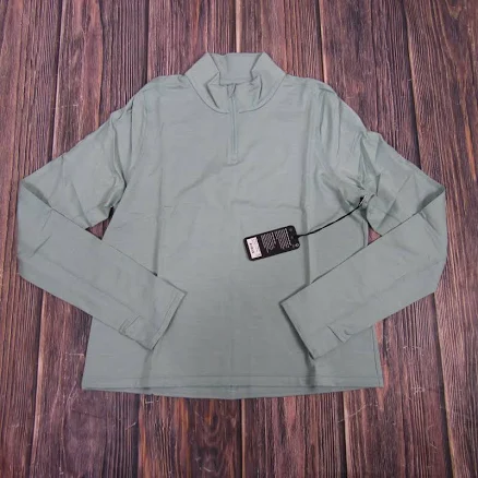 Allbirds NWT Womens Medium Green Natural Run Mid Layer 1/4 Zip Jacket