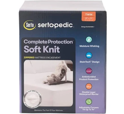 Serta Soft Knit Waterproof Zippered Mattress Protector