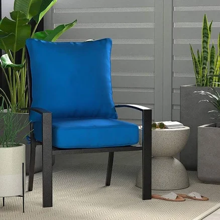 32 Degrees Amazon Basics UV Resistant Deep Seat Patio Seat And Back Cushion Set - Blue