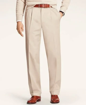 Brooks Brothers Men's Pleated Cotton Chino Pants