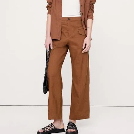 Banana Republic Women's High-Rise Straight Stretch Linen-Viscose Utility Pants