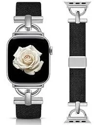 Wearlizer Magnetic Stretchy Band Compatible with Apple Watch Bands 42/46/38/40/41/44/45/49mm Women Men, Designer D-Shape