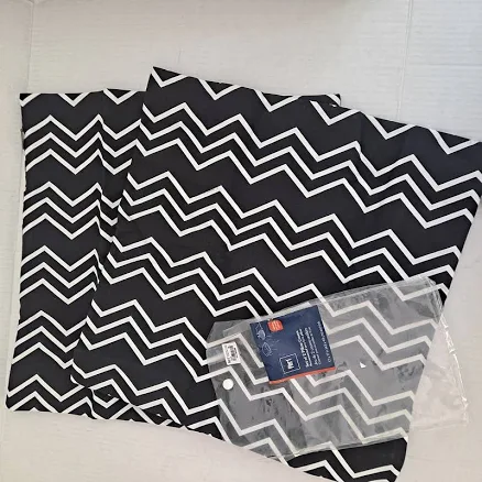 Pier 1 Set of 2 Black White Throw Pillow Covers 17" Square Indoor Outdoor