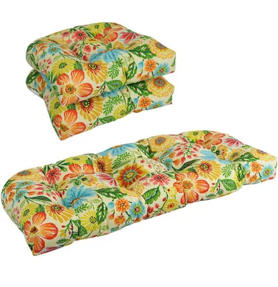 Blazing Needles U-Shaped Patterned Spun Polyester Tufted Settee Cushion Set