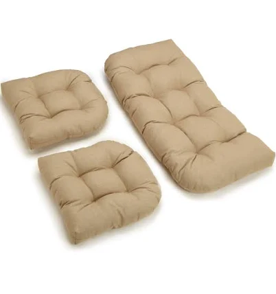 Blazing Needles U-Shaped Spun Polyester Tufted Settee Cushion Set