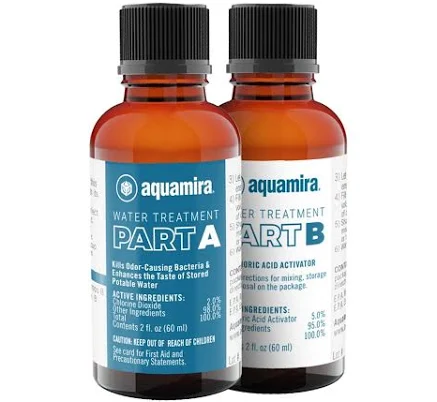Aquamira Water Storage Treatment 2 oz Glass Bottles 60 gallons Purification