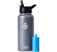 Clearly Filtered 32oz Water Bottle/Targets 220+ Contaminants/Double-Wall Insulated Stainless Steel Filtered Water Bottle