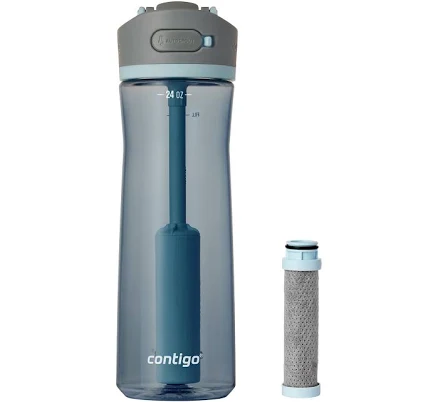 Contigo Wells 24 Oz. Plastic Filter Water Bottle with AUTOSPout Straw Lid and Replacement Filter