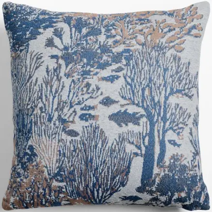 Crate & Barrel Coral Jacquard Outdoor Throw Pillow