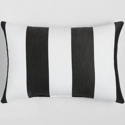 Sunbrella 20"X13" Black Cabana Stripe Outdoor Pillow, 13"X20"